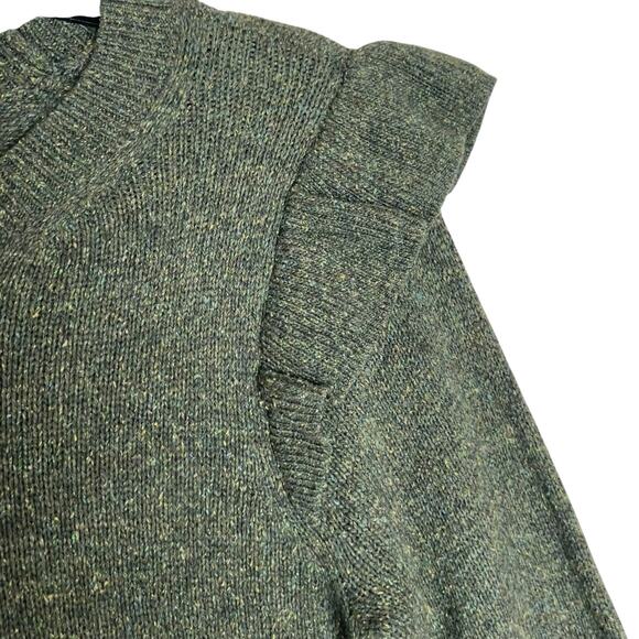 Club Monaco Wool Sweater Dress Ruffle Silk - Picture 10 of 12